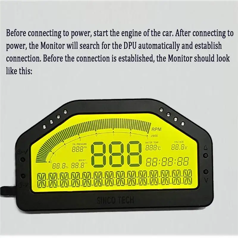 US $266.42 12v Dpu Rally Gauge Digital Display Lcd Screen Race Dash Universal Dashboard Sensor Kit Bluetooth Connection 9000 Rpm Do904