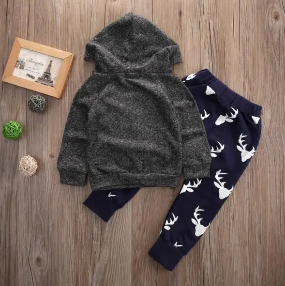 Baby Boys Girls Clothes Set Warm Outfits Deer Tops Hoodie Top+ Pant Leggings Cute Animals Kids Baby Clothing