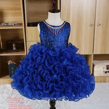 Великолепное платье с блестками и ожерельем для девочек; нарядный костюм для детей до колена; цвет черный, розовый, синий; вечерние платья для девочек