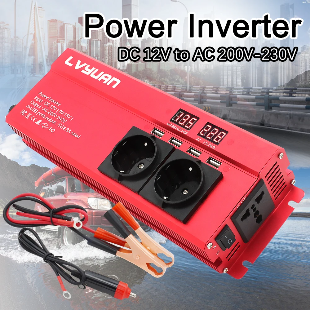 Power Inverter 6000W Large Power Inverter EU Plug 3AC Outlets 4 USB Outing Car Inverter Converter 12v 220v vehicle inverter,car converter inverter,car inverter,car power converter,power inverter