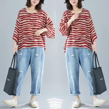 

COIGARSAM blouse women Three Quarter Short Sleeve Cotton Linen blusas womens tops and blouses 8872
