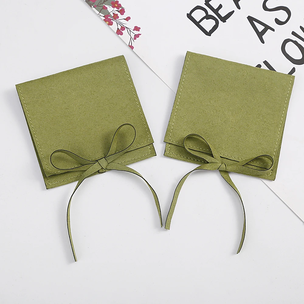 

Chic Envelope Pouches Jewelry Packaging for Earrings Necklace Christmas Jewellery Wedding Small Green Microfiber Pouch Gift Bag
