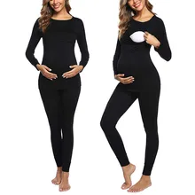 Термобелье для беременных и кормящих женщин; футболка с длинными рукавами для кормящих детей; топы+ брюки; пижамный комплект; костюм; H1204