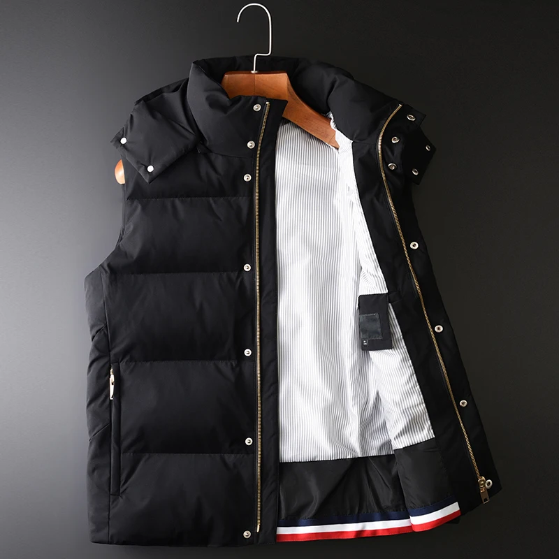 Minglu, уплотненный мужской жилет, роскошный, с капюшоном, черный, мужские куртки и пальто размера плюс 4xl, осенний и зимний тонкий мужской жилет