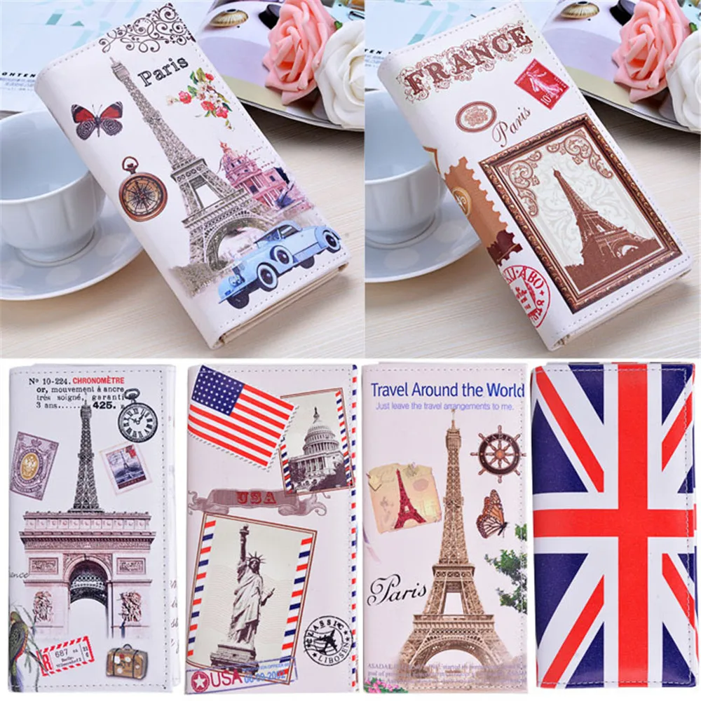 Женский кошелек из искусственной кожи с отделением для карт, двойные Ландшафтные держатели для картин, клатч, Дамский кошелек из искусственной кожи для телефона