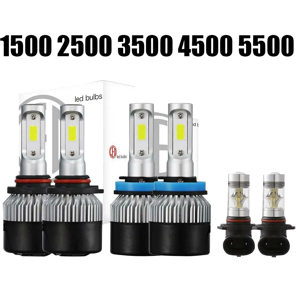 New 6pcs LED Headlight+ Fog Light Set for Dodge Ram 1500 2500 3500 4500 5500 2009-2017