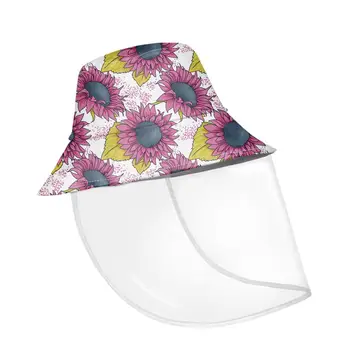 

NOISYDESIGNS Women Bucket Hats Anti Spitting With Face Shield Detachable Sunflowers Printed Caps Kapelusz Damski Gorros Mujer