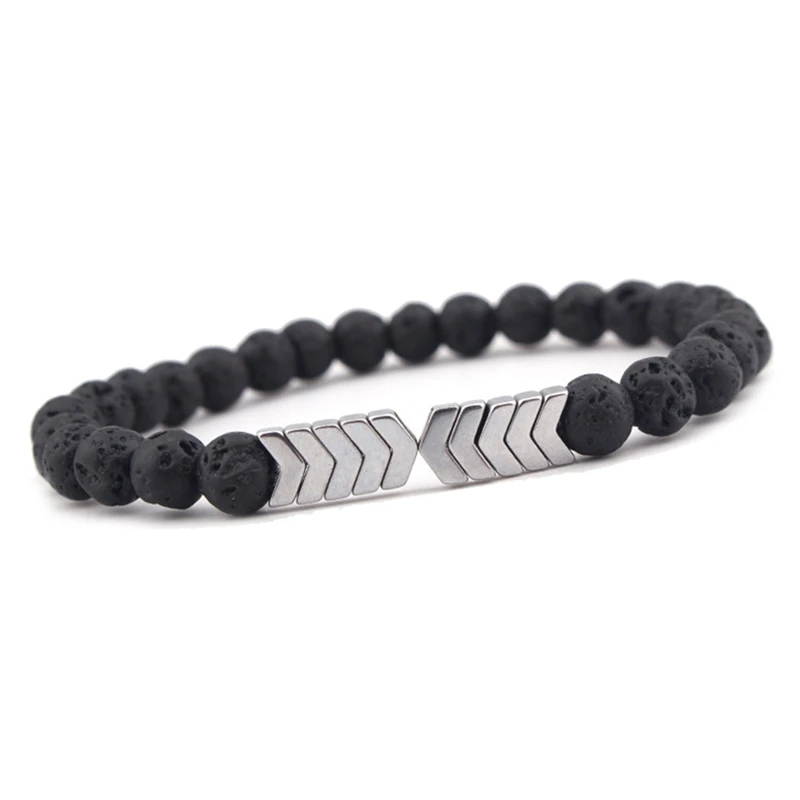Volcanic Lava Stone Bracelets Bangle Healing Balance Yoga Magnet Arrow Beads Bracelet For Men Women