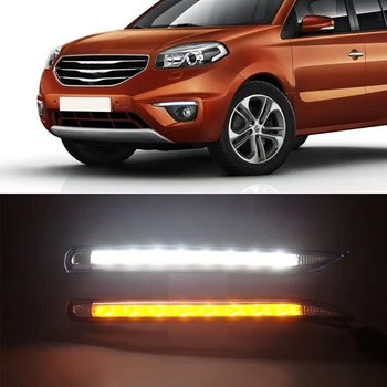 

CSCSNL 1 Set Car LED DRL Driving Daytime Running Lights fog lamp cover with Yellow signal For Renault Koleos 2011 2012 2013 2014