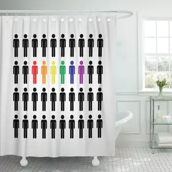 

Gender LGBT People Rainbow Flag Neutral Bisexual Community Couple Shower Curtain Waterproof Polyester Fabric 72 x 72 Inches