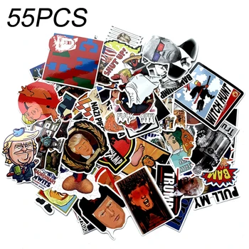 

55pcs Gift Removable Home Luggage Universal DIY Assortment Trump Sticker Waterproof PVC Laptop Decals 2020 Election Skateboard