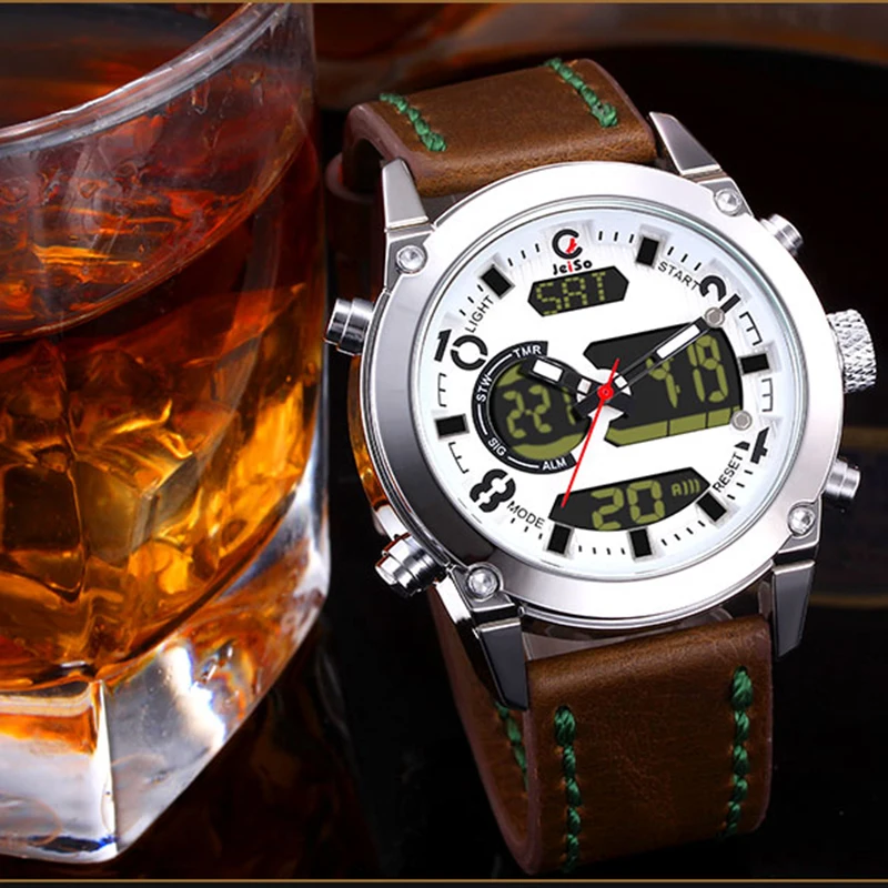 

JEISO Factory Direct Double Display Sports Quartz Watch Multi-function Double Movement Belt Waterproof Men's Watch Men Watch