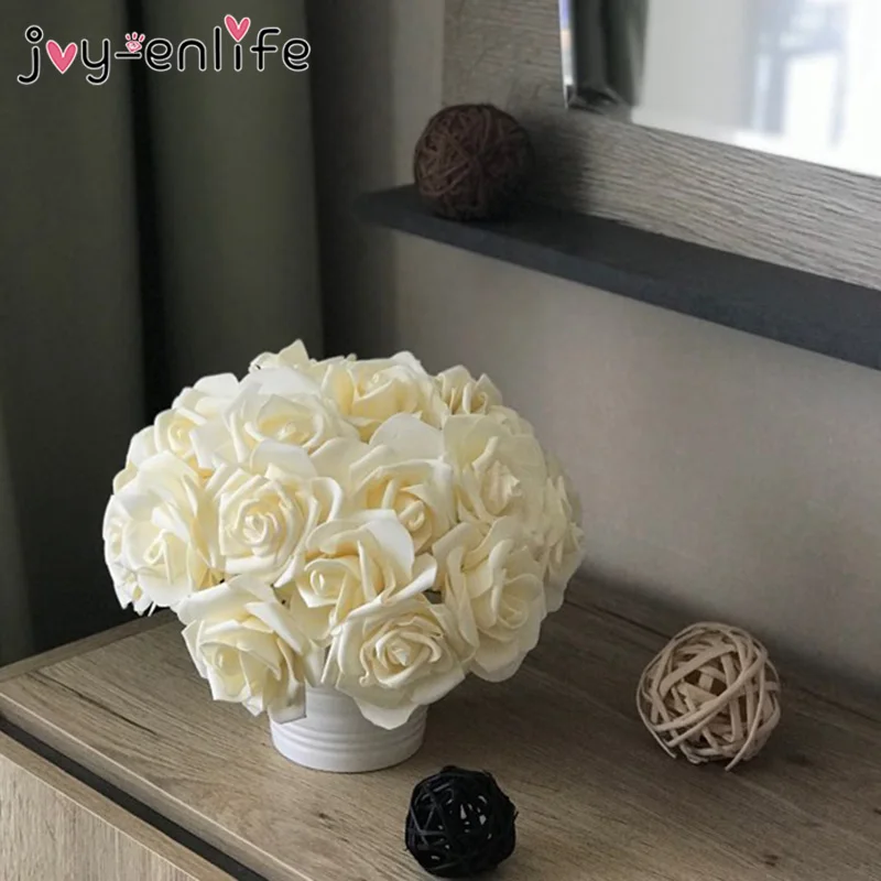 25 голов 8 см Красивые очаровательные Искусственные цветы ПЭ Пена розы Букет невесты домашний Свадебный декор Скрапбукинг DIY Поставки