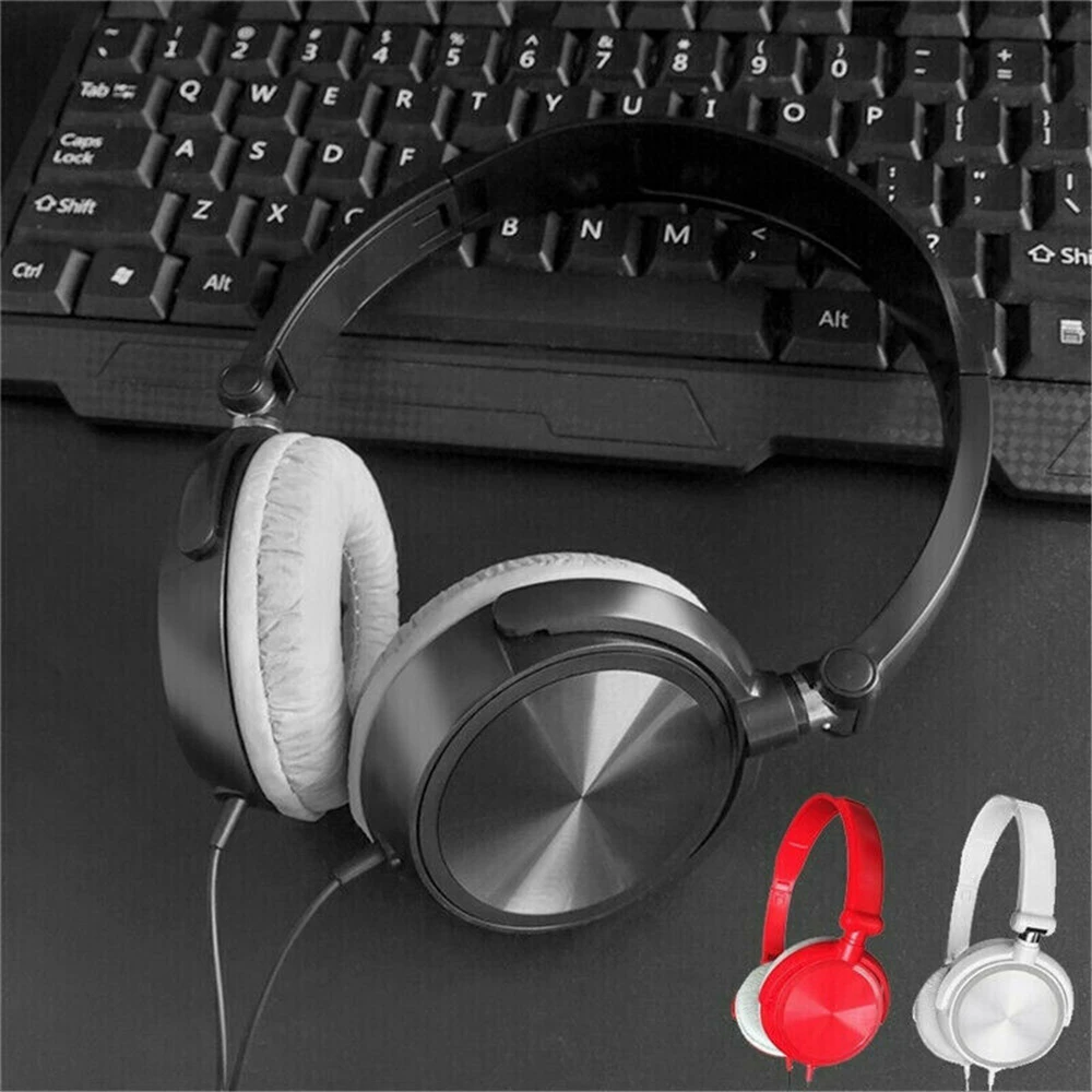 

3.5mm Wired Headphones Over Ear Headsets Bass Stereo Earphone With Microphone