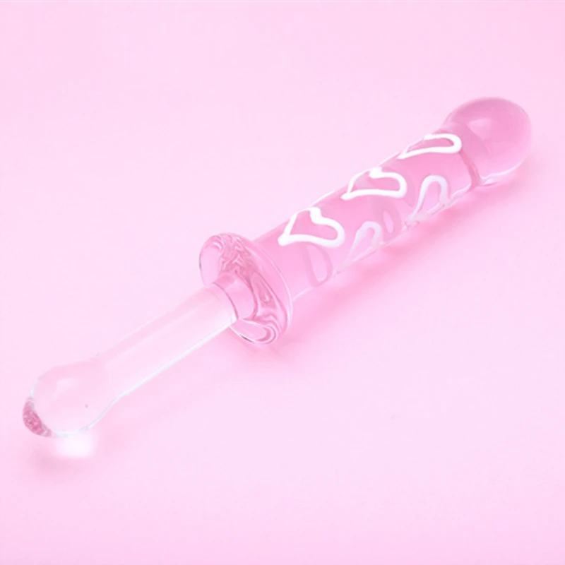 Розовое сердце Стекло с украшением в виде кристаллов и G Spot фаллоимитатор желе
