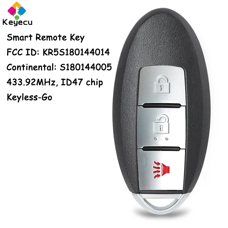 

KEYECU Keyless Go Smart Remote Key With 3 Buttons 433.92MHz for Nissan Pathfinder 2013 2014 2015 Fob S180144005 KR5S180144014