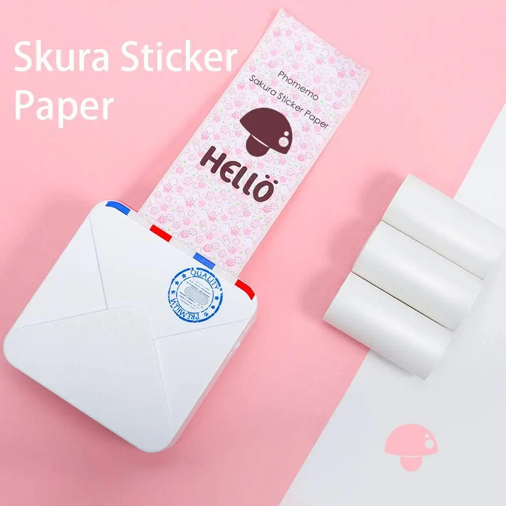 Мини карманная бумага для печати Phomemo Photo Sricker Thermal Sakura Paper M02/M02 Pro/M02S Bluetooth рулон