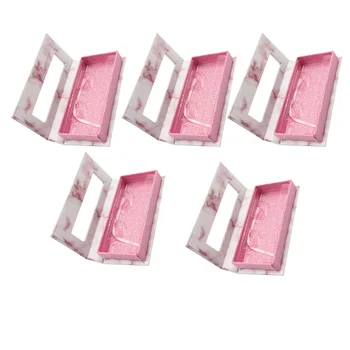 

5 Pcs Rectangular Box Window Colorful Powder Inner Box Marble Pattern Fine Inlaid False Eyelash Packaging Open Window Box