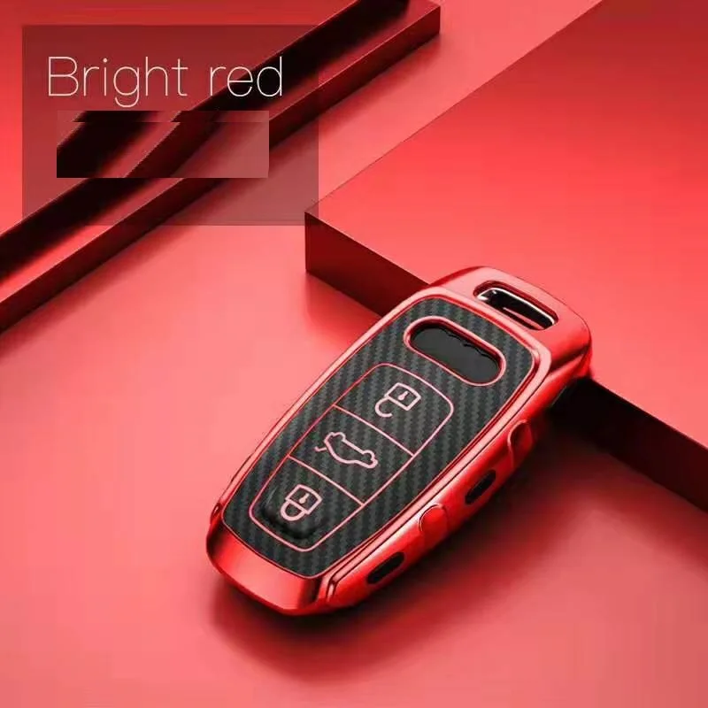 ТПУ + углеродное волокно чехол для ключей Audi A6 C8 A7 A8 Q8 2018 2019 автомобильный Стайлинг