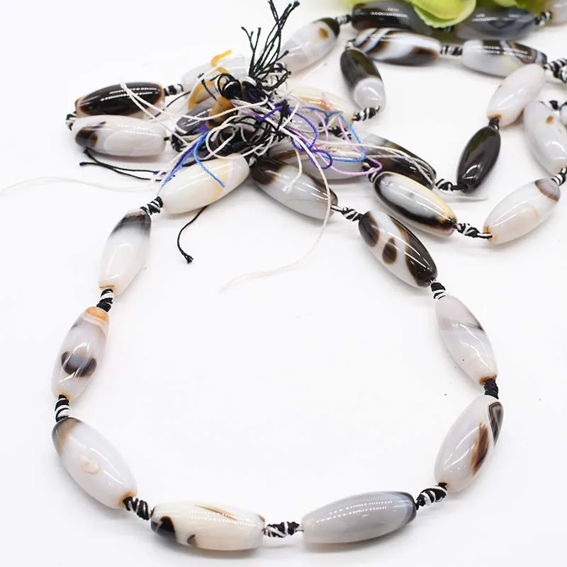 2strands/lot Natural ivory pattern Agate Oval loose beads For DIY Bracelet Necklace Jewelry Making Strand 15