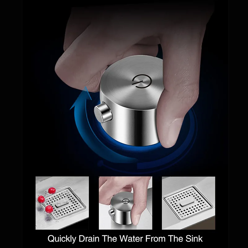 Three Cover Hidden Step Kitchen Sink 304 Stainless Steel 4mm Thickness Handmade Brushed Cloaking Innovative Kitchen Sinks 4