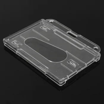 

3Pcs Hard Plastic Double-faced Card Holder Transparent Clear Horizontal ID Badge Holders Card Cover Easy Access Thumb Notch