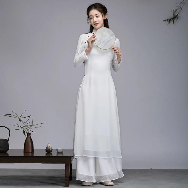 Китайское платье cheongsam qipao вечерние восточные Вечерние платья из чистого белого хлопка и льна женские элегантные qipao robe Ретро vestido