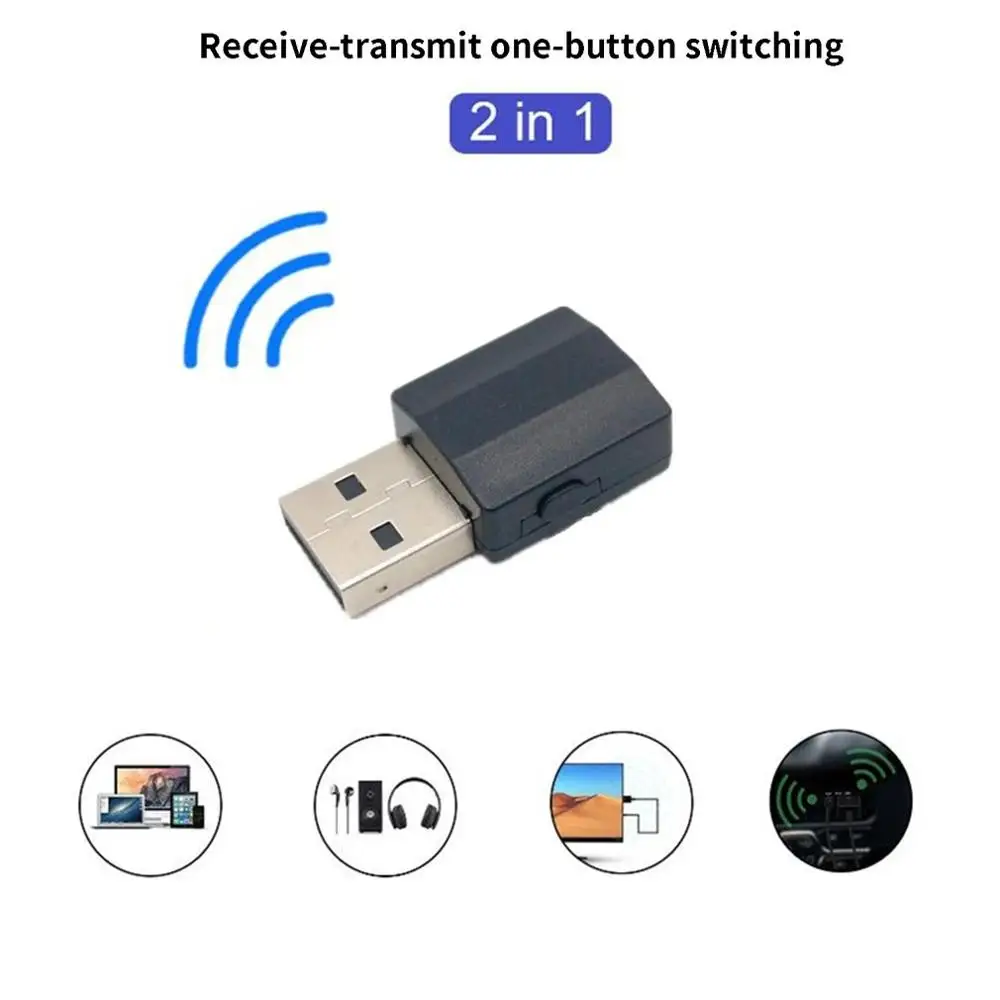 USB Bluetooth 5.0 Transmitter Receiver AUX Audio Adapter for TV/PC/Car/Speaker