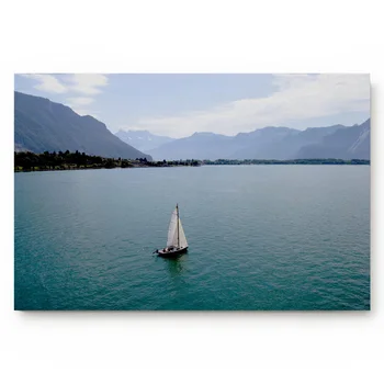 

Boat Calm Beautiful Scenery Alpine Blue Lake Geneva Landscape Scenery Mountains Bathroom Decor Rug Mat with Non Slip Rubber