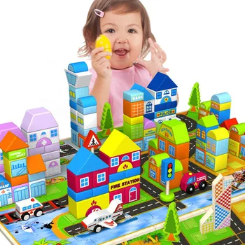 

2019 New Ming Tower 200 Grain Architect Building Blocks Wooden Children's Educational Toys Baby Intelligence Building Blocks.