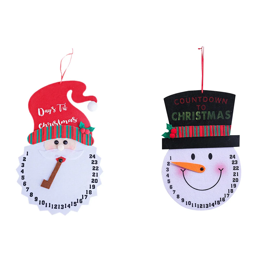 

New Arrival Non-woven Printed Christmas Calendar Decorative Door Hanging Ornament Old Man Snowman Pattern