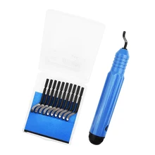 Kit d'outils d'ébavurage pour réparation du métal, poignée, mèche de routeur, dissolvant de lame d'ébavurage rotatif, outil à main en bois et en plastique, 10 pièces