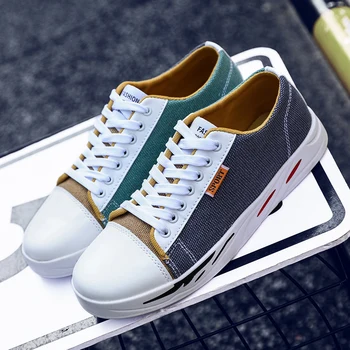 

Men's color-matching canvas shoes light sports shoes soft bottom casual shoes non-slip hiking lace-up running shoes Zapatillas