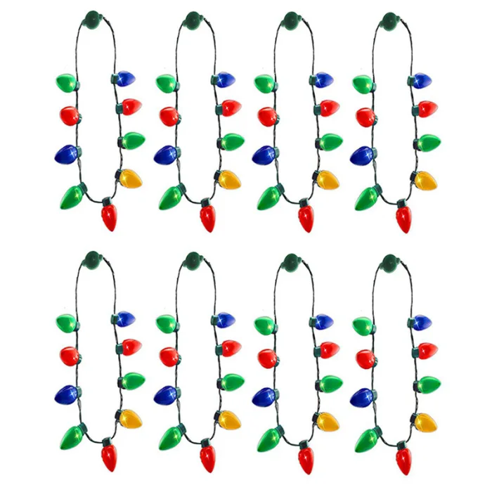 Christmas Light Up Bulb Necklace Kids Adults Wearable Lights Jewelry Holiday Decor Party Favor BJStore