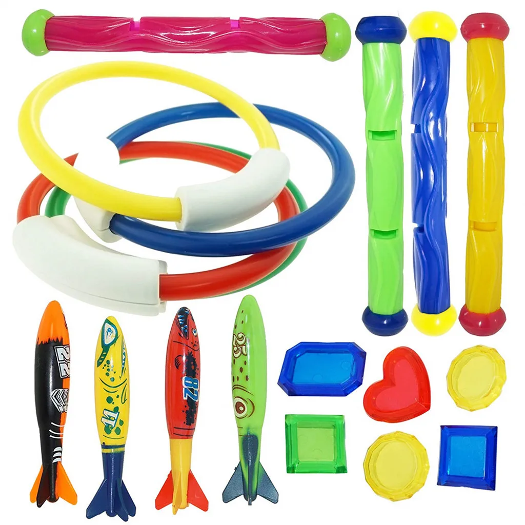 18 шт. Divings игрушки для детей взрослых подводный Плавательный/бассейн игрушечные кольца Toypedo бандиты палки для ныряния пиратские сокровища