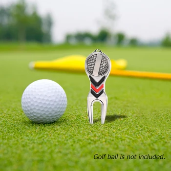 

Golf Divot Repair Tool Golf Pitchfork Pitch Groove Cleaner Golf Training Aids with Golf Marker Key Chain Liner Clip Pitchfork