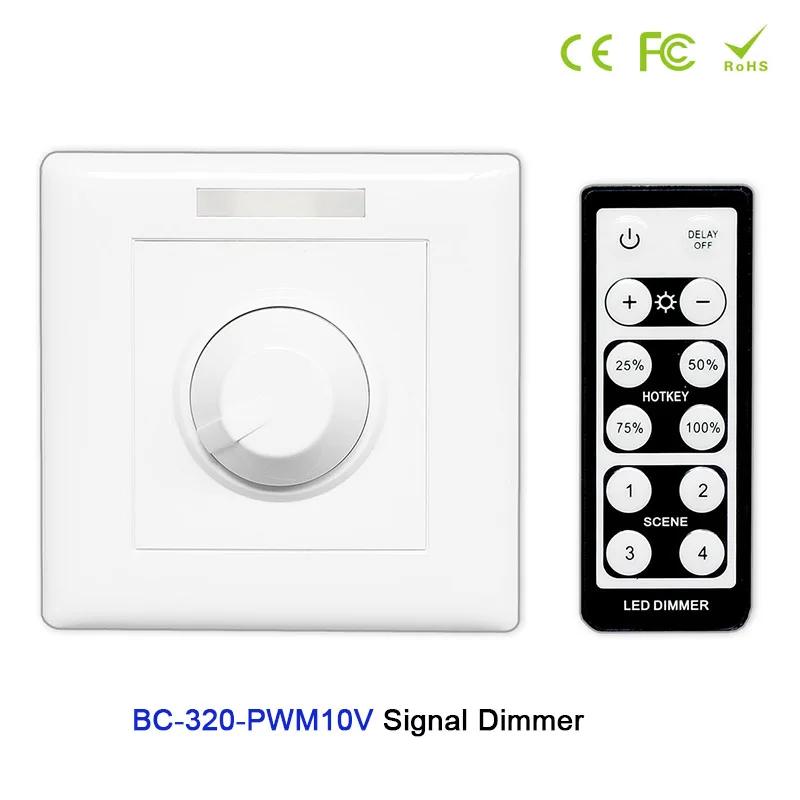 BC-320-PWM10V BC AC85-265V настенный со стилем оформления кнопок led PWM 5 V/PWM 10V сигнал Диммер контроллер+ ИК-пульт дистанционного управления для светодиодной ленты - Цвет: BC-320-PWM10V