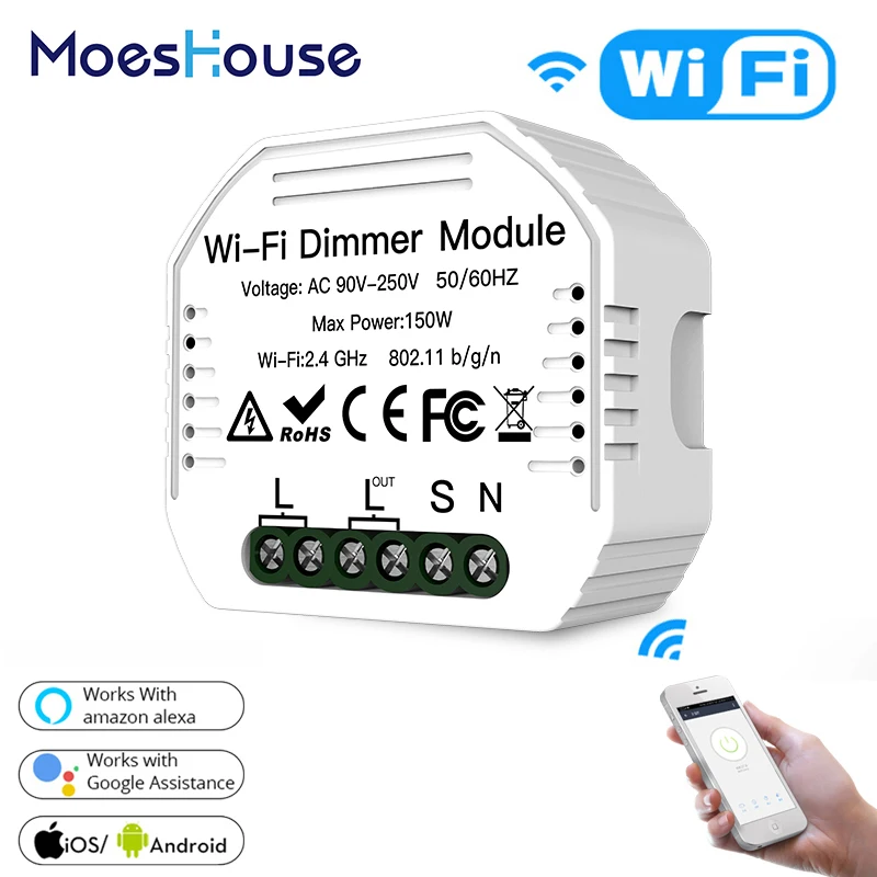 DIY Smart WiFi Light LED Dimmer Switch Smart Life/Tuya APP Remote Control 1/2 Way SwitchWorks with Alexa Echo Google Home