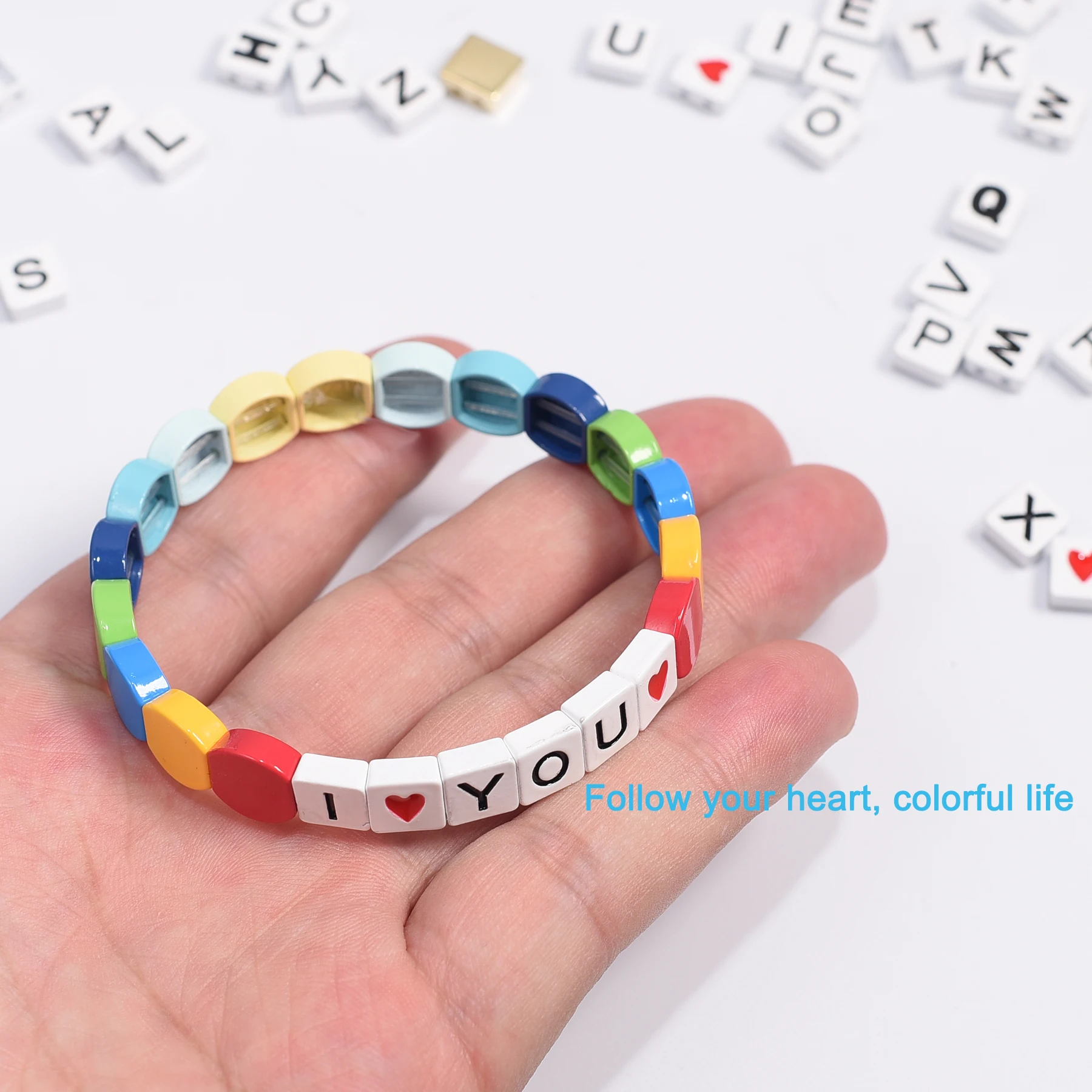 Cuentas de para pulseras, abalorios de metal, esmalte, tila, alfabeto, myuki, 10 unids/bolsa - AliExpress y