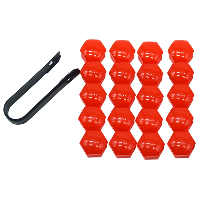 20pcs 17mm 19mm Wheel Nut Bolt Head Cover Cap Protective Bolt Caps Exterior Decoration Protecting Bolt Rims Screws Plugs red