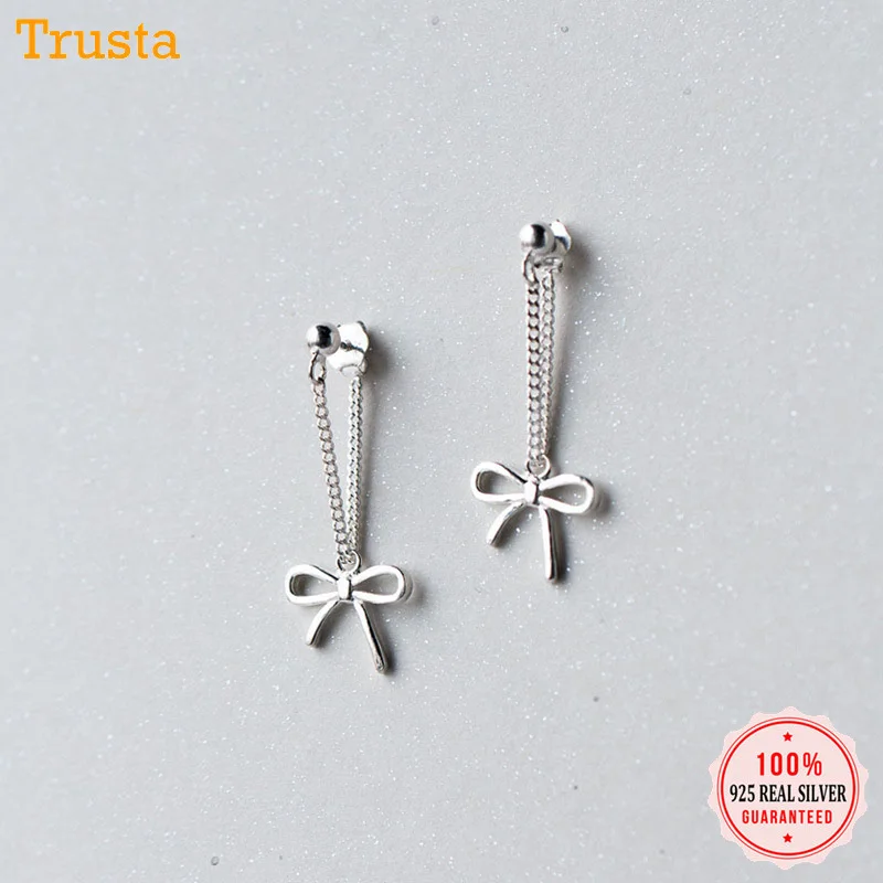 Trustdavis 925 однотонные ювелирные изделия из настоящего стерлингового серебра цепи бабочка, серьги со шпилькой, для Для женщин девочки; дети, хорошее ювелирное изделие, DA229