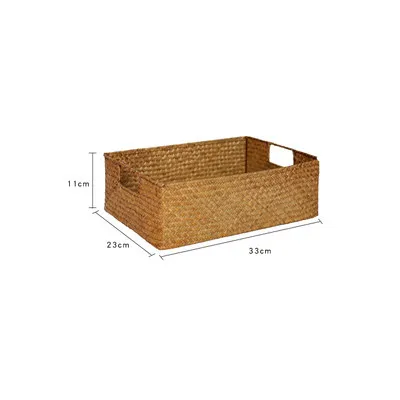 Handmade Straw Fruit storage basket Earphone Organizer desktop cosmetics storage basket Small jewelry storage basket Home Decor - Цвет: As shown