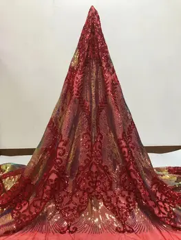 

Sequins Lace Fabrics for Wedding Party Dresses High Quality African Tulle French Lace Nigerian Net Lace with Sequins
