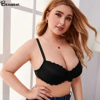 

Beauwear Sexy Women Lace Plus Size Bra Underwire Bralette Lingerie Female Non-padded Floral Brassiere Intimates Femme Big Bra Bh