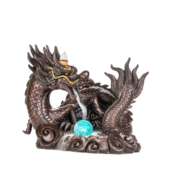 

Creative Dragon Incense Burner LED Dragon Backflow Incense Holder Censer with 20Pcs Incense Cones Luxury Ceramic Home Decor