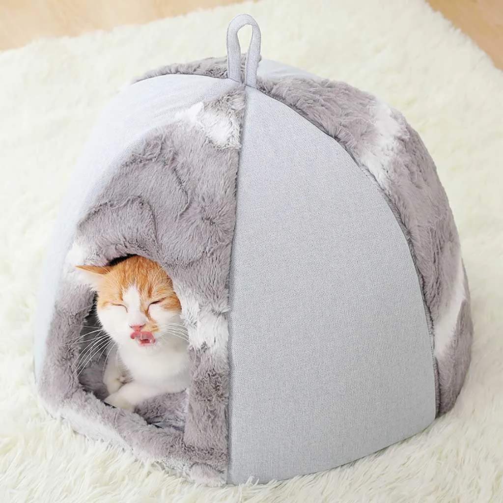 Кошачий домик кровать для кошки Собака Кошка Палатка Домик питомник зимнее теплое гнездо мягкий складной коврик для сна Гнездо для кошки кровать для кошки диван принадлежности