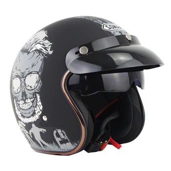 

Motorcycle Helmet Soman SM521 Dot Approved Dual Visors 3/4 Chopper Helmets Vintage casco capacete moto Kask Motor