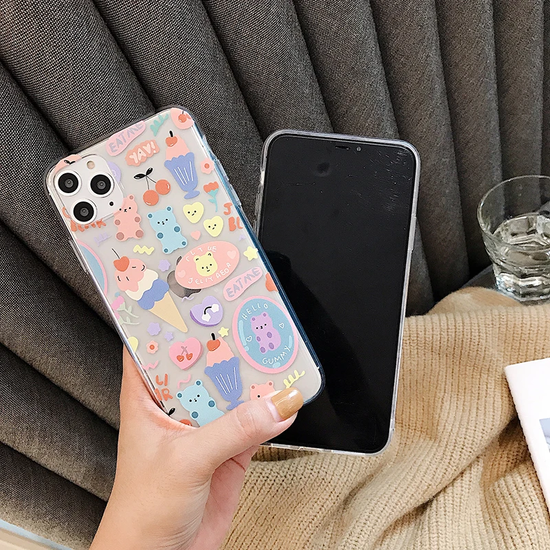 INS ice cream Cute bear soft phone Cases for Huawei P20 P30Lite Mate 20 30 Pro Nova 3 4 5Pro 5i Honor 8X 9X 10 20 V20 Y9