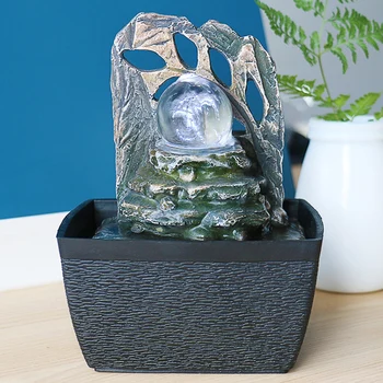 

220V Indoor Rockery Fountain Lucky Feng Shui Water Fountains Home Decor Accessories Tabletop Waterfall Ornaments Figurines Craft