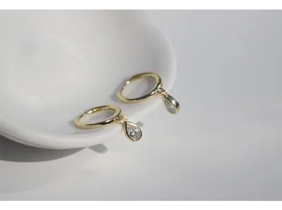 1 pair gold 10mm Серьги из стерлингового серебра 925 пробы, модные, циркон в виде капли воды, короткие серьги-капли, милый стиль, дикий тренд, женские серебряные серьги для девочек, ювелирные изделия - Окраска металла: 1 pair gold 10mm
